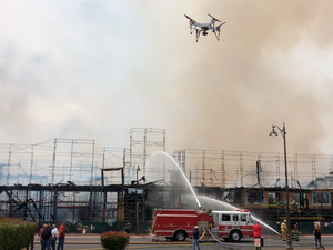 According to Impossible Aerospace, the US-1 unmanned aircraft outlasted three other news helicopters that arrived at the scene of the fire. Impossible Aerospace Photo
