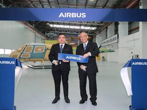 Malaysia’s Minister of Transport Anthony Loke (left) and Raymond Lim, head of Airbus in Malaysia, at the official opening of Airbus’s completion and delivery center. Airbus Photo
