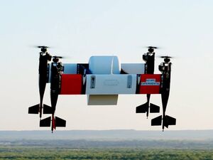Bell’s Autonomous Pod Transport 70 utilizes a tail-sitting electric vertical take-off and landing configuration that is capable of rotation and translation in flight to maximize its performance. Bell Image