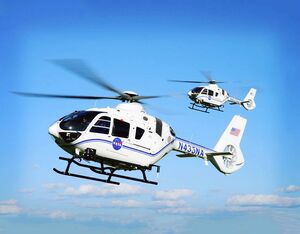 NASA’s new Airbus H135 helicopters will provide aerial security at rocket launches, among other missions, and are equipped with Wescam camera systems. Dianne Bond/Airbus Photo