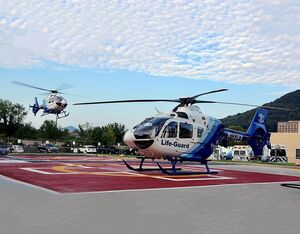 Based in the southwest Virginia city of Roanoke, Carilion Clinic has a fleet of three Airbus EC135 P2+, IFR-capable helicopters. MedTrans Photo