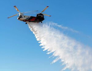 The CH-47 Chinook helitanker is able to drop 3,000 gallons of water or retardant in a single pass. Coulson Aviation Photo