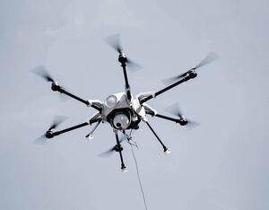 Elistair’s tethered drone systems include the Orion UAV, pictured here. Elistair Photo