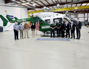 MAMA’s new EC145e is IFR-equipped and includes Metro Aviation’s medical interior with integrated medical floor, 10 liter liquid oxygen system, and custom medical walls for mounting equipment. Metro Aviation Photo