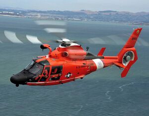 A Coast Guard MH-65 of the type that experienced an engine fire. FAA Photo