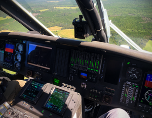 The RoadRunner EFIS is the cornerstone of an upgraded, state-of-the-art avionics package and instrument panel on the retrofitted HH-60L Black Hawk. Arista Aviation Photo