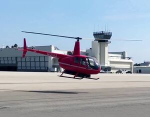 The EcoMax all-electric helicopter is based upon the Robinson R44 Raven II airframe, similar to the one from this 2016 test flight. Eco Helicopters Photo