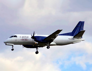 (A Saab 340B aircraft operated by Castle Aviation prepares for landing © Castle Aviation)