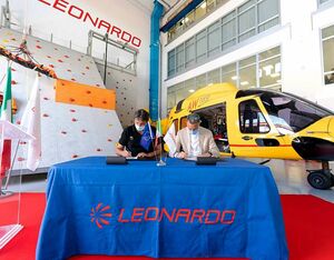 Maurizio Dellantonio, president CNSAS, and Gian Piero Cutillo, MD Leonardo Helicopters. Leonardo Photo