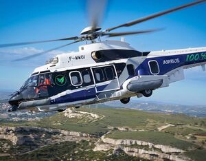 The first flight of a Safran-powered helicopter using 100 percent SAF took place in November in Marignane, France. The aircraft was an Airbus H225, powered by Safran Makila 2 engines. Airbus Helicopters Photo