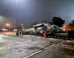 Black Hawk Medevac 995 arrived at Fort Rucker, Alabama, by truck on Dec. 8, 2021. Donald Choate for U.S. Army Photo