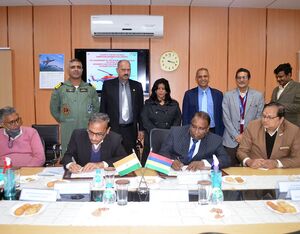 Contract signing for the provision of an ALH Mk III to the Government of Mauritius. HAL Photo