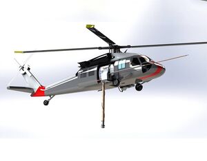 The SkyCannon was designed to control and contain high-rise fires by providing the ability for helicopters to reach beyond ground-based firefighting efforts with a directed low-pressure, high-volume water stream. DART Image