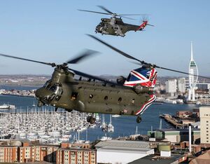 The helicopters are displaying bespoke anniversary tail art before returning to standard operational markings early next year. Cpl Tim Laurence for RAF Photo