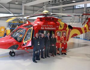 TRH The Earl and Countess of Wessex with members of Essex and Herts Air Ambulance Critical Care Team. EHAAT Photo