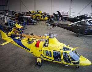 Up to 12 twin-engine executive helicopters can be worked on simultaneously in the 16,000 sq ft space. Volare Aviation Photo