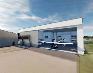 The hangar integrates high-voltage equipment and lithium batteries and is designed to undergo testing with the highest safety precautions. Airbus Helicopters & Productions Autrement Dit Image