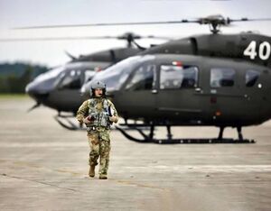 U.S. Army Warrant Officer 1 Amy Berner, assigned to Bravo Company, 1st Battalion, 145th Aviation Regiment, walks off of the flight line after flying a UH-72 Lakota Helicopter on Toth Stagefield Army Heliport, Fort Rucker, AL, November 8, 2019. These Army Aviation students are completing their first phase of flight training to become U.S. Army helicopter pilots. Staff Sgt. Austin Berner for U.S. Army Reserve Photo