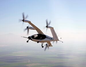 Joby’s all-electric, vertical take-off and landing aircraft during a flight test. Business Wire Photo