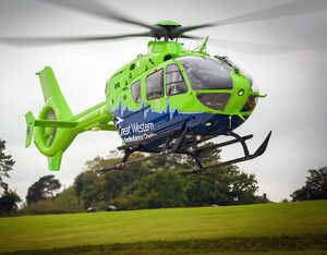 GWAAC helicopter leaving its base for a mission. Babcock Photo