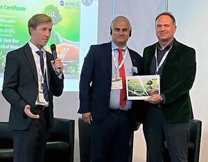 Airbus Helicopters receiving their Green certificate from Optima Aero at European Rotors. Optima Aero Photo