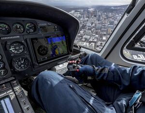 The FAA has required HTAWS for helicopter air ambulance operators since 2017, but has not extended that requirement to all part 135 helicopter operators. Garmin Photo