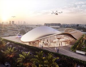 Skyports Infrastructure has had its vertiport design approved for development in Dubai during the World Government Summit 2023. Skyports Infrastructure Image