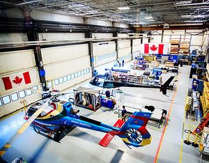 Aircraft sit on the flight line at Airbus Helicopters Canada, in Fort Erie, Ontario. Dianne Bond Photo