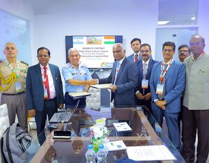 The contract was signed by Brigadier General Xavier Issac, Chief of Air Force, AAF and Mr. C B Ananthakrishnan, CMD, HAL. HAL Photo