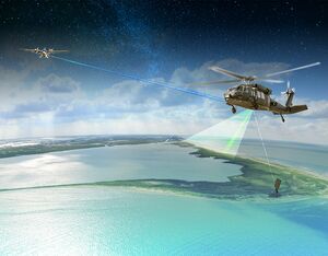 The RAPTR and Mini-CNI performed bi-directional air-to-ground communications functions while performing air-to-air searching and tracking of targets. Northrop Grumman Photo
