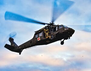 A Blackhawk from the 1-230th Assault Helicopter Battalion of the Tennessee National Guard hovers while medics prepare to descend during the SAREX 23. Tech. Sgt. Teri Eicher Photo