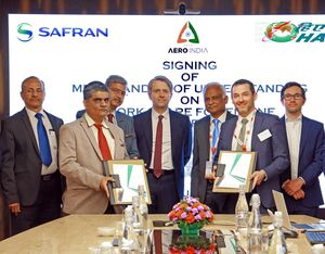 The agreement follows the MoU signed on July 8th and stipulates a joint venture where both parties have agreed on an equivalent repartition. Safran/HAL Photo