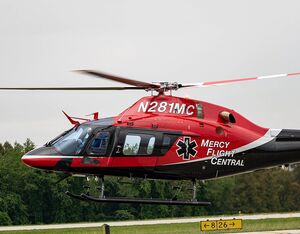 Mercy Flight Central will operate its first new AW119 helicopter from a base in Canandaigua, New York. Mercy Flight Central Photo