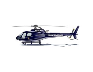 An artist’s rendering of the Airbus H125 helicopter being delivered to the Kansas Highway Patrol. CNC Technologies Image