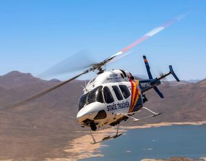 A Bell 429 on patrol over Bartlett Lake, northeast of Phoenix, Arizona. Brent Bundy Photo