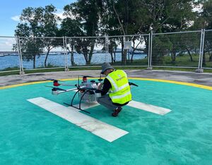 The launch of the cash to master service was accompanied by a flight demonstration at Singapore’s Maritime Drone Estate. Skyports Drone Services Photo