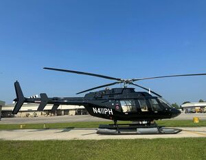 PHI MRO Services installed floats and air conditioning in the Bell 407 helicopters provided to Charm Aviation. PHI MRO Services Photo