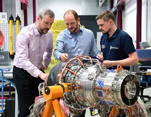 Rolls-Royce’s new small gas turbine has been specifically developed to power hybrid-electric flight. The engine is part of a turbogenerator system that is being developed for the advanced air mobility market. Rolls-Royce Photo