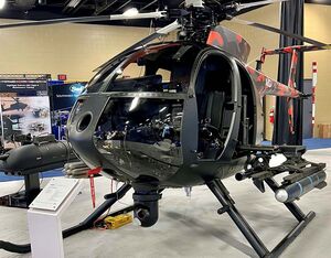 MD Helicopters displayed the first example of its highly anticipated armed Cayuse Warrior Plus. MD Helicopters Photo