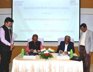 HAL and Indian Institute of Corporate Affairs signed an MoU to synergize their professional capabilities. HAL Photo