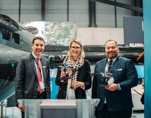 The purchase of the three aircraft was celebrated with a signing ceremony at the Bell booth at European Rotors 2023. Bell Photo