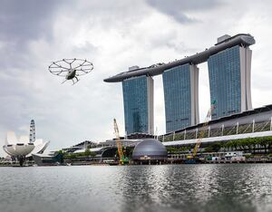 Volocity Flying Over Marina Bay, Singapore — Credit: Volocopter