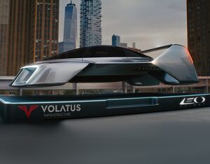 An eVTOL aircraft lands on a VertiStop platform in this artist’s rendering. Volatus Infrastructure Image