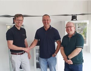 From left to right: Bastian Greiner, CEO of Plettenberg; Simon Bendrey, head of design at Dufour Aerospace); and Darren McDonald (head of quality at Dufour Aerospace. Dufour Aerospace Photo