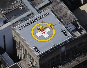 An overhead view of the helipad at Bristol Royal Infirmary. HELP Appeal Photo