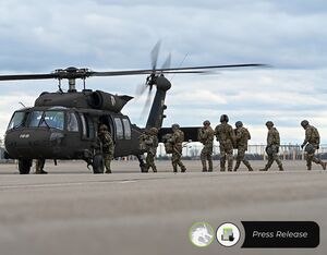 On April 4, they flew on a UH-60 Black Hawk to a simulated forward operating base. U.S. National Guard Photo