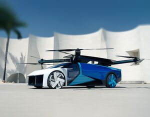 The unique vehicle boasts a two-part design, seamlessly switching between terrestrial and aerial modes. XPENG AEROHT Image