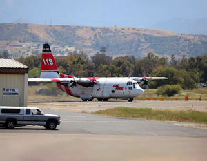 The Ramona Air Attack Base will be receiving one of seven C-130 tanker planes newly outfitted for fighting fires. (CAL FIRE/San Diego County Fire)