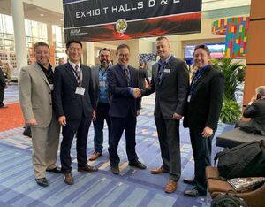 Pictured (L to R): Val Medved (EXTEX business development manager), BK Son (OBI director of aviation system programs), Carl Marquez (EXTEX business development manager), John Kim (OBI vice president), Reid Selover (EXTEX sales and business development manager), and Anthony Saenz (EXTEX business development manager). EXTEX Photo