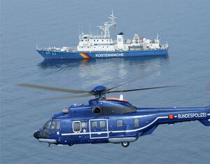 Bundespolizei’s three Airbus Helicopters H215 multirole aircraft are tasked with a number of challenging roles; including maritime emergencies and police missions. Airbus Photo